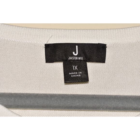 J JASON WU NEW $61 Jacquard Cropped Cardigan in White 1X - Picture 3 of 4